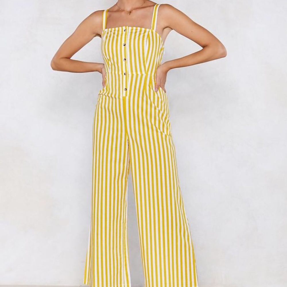 Nasty gal white and yellow jumpsuit NWT